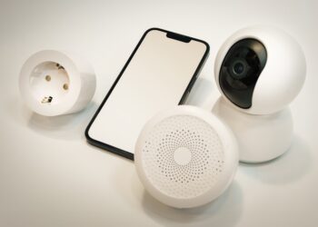 Smart home devices. Empty smartphone screen mockup.