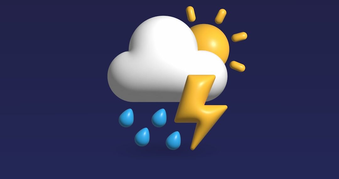 Rain with lightening 3 Icons | 3D Icons | Weather
