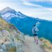 It seemed like a crazy dream: could we run a 43 mile hiking route in one day? Neither of us had ever tried such an ambitious adventure. Here, my friend spots the mountain for the first time. We made it around!